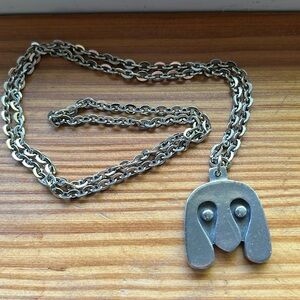 Vintage Jorgen Jensen Pewter Viking Pendant Necklace Denmark